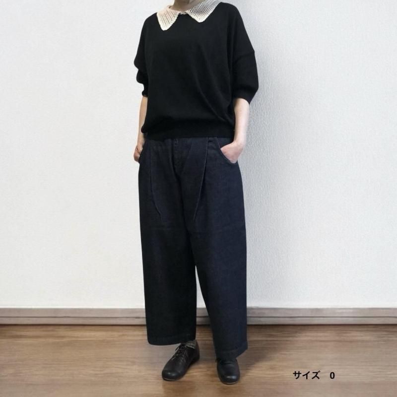 【25SS訳あり試着のみ】アトリエナルセ　コットンデニムタックパンツ　サイズ1 atelier naruse コットンデニムタックパンツ コットン100