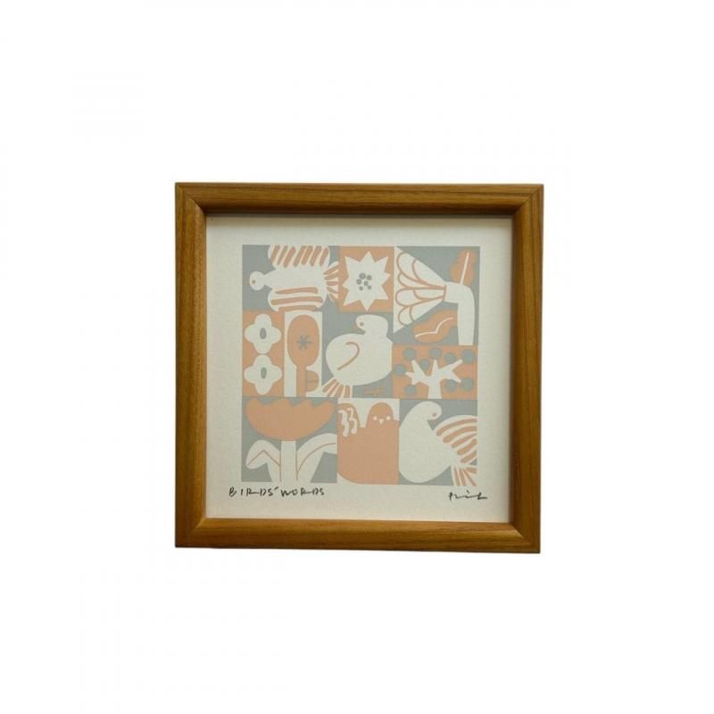 売れ筋介護用品も！ BIRDS' WORDS】シルクスクリーン15cm（BIRDS & FLOWERS 版画