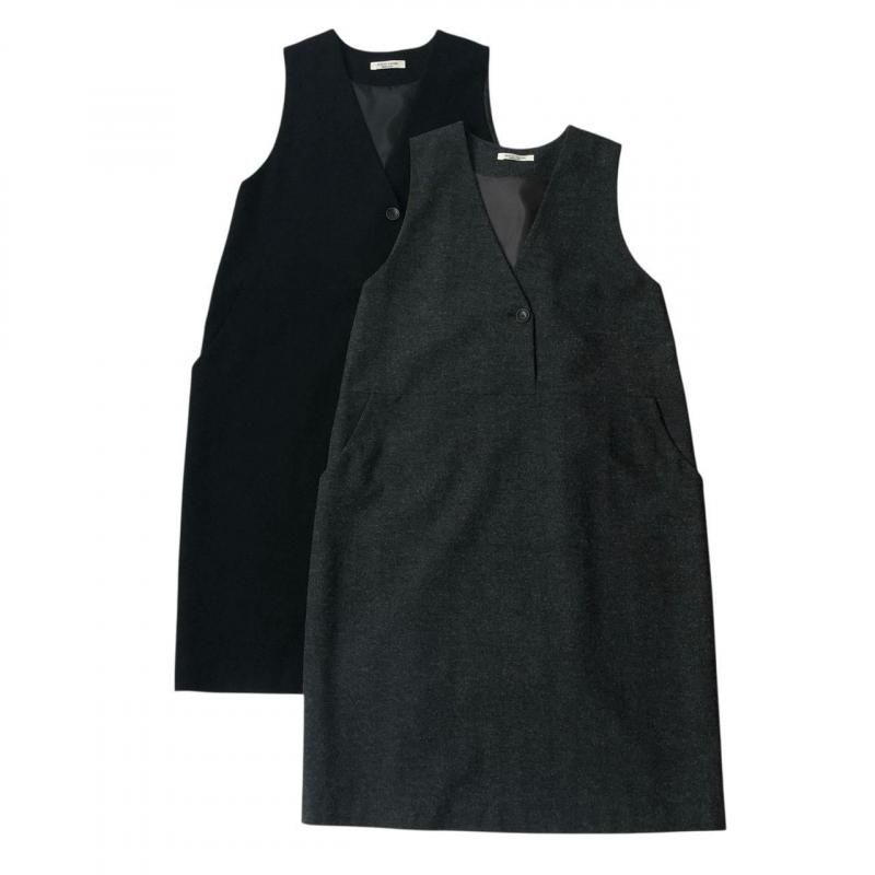 アトリエナルセ　コットンウールヘリンボーン　ジャンバースカート cotton&wool herring-bone jumper skirt - atelier naruse