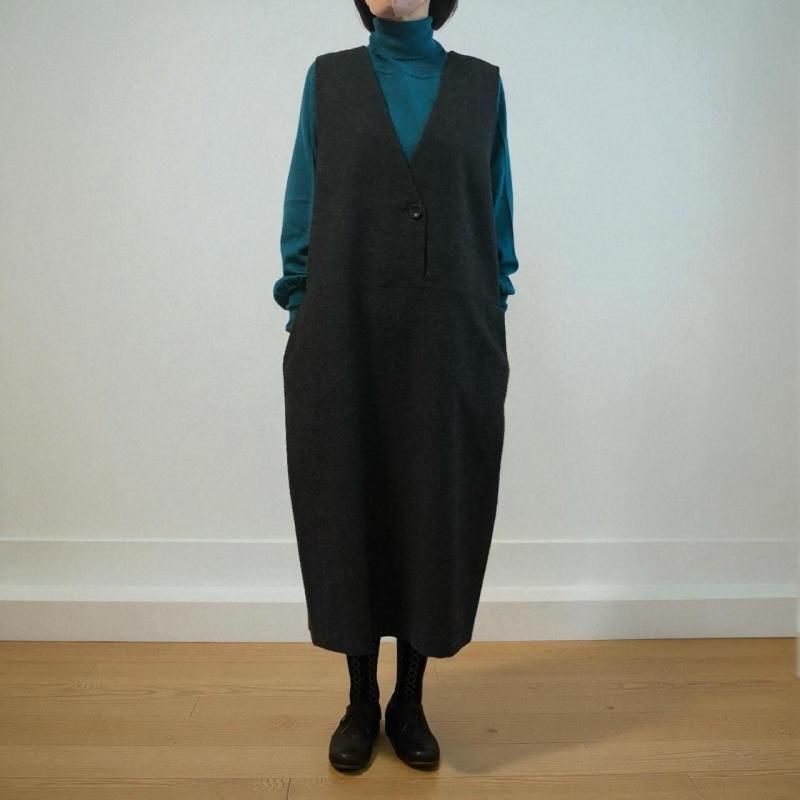 atelier naruse】コットンウールヘリンボーンジャンパースカート