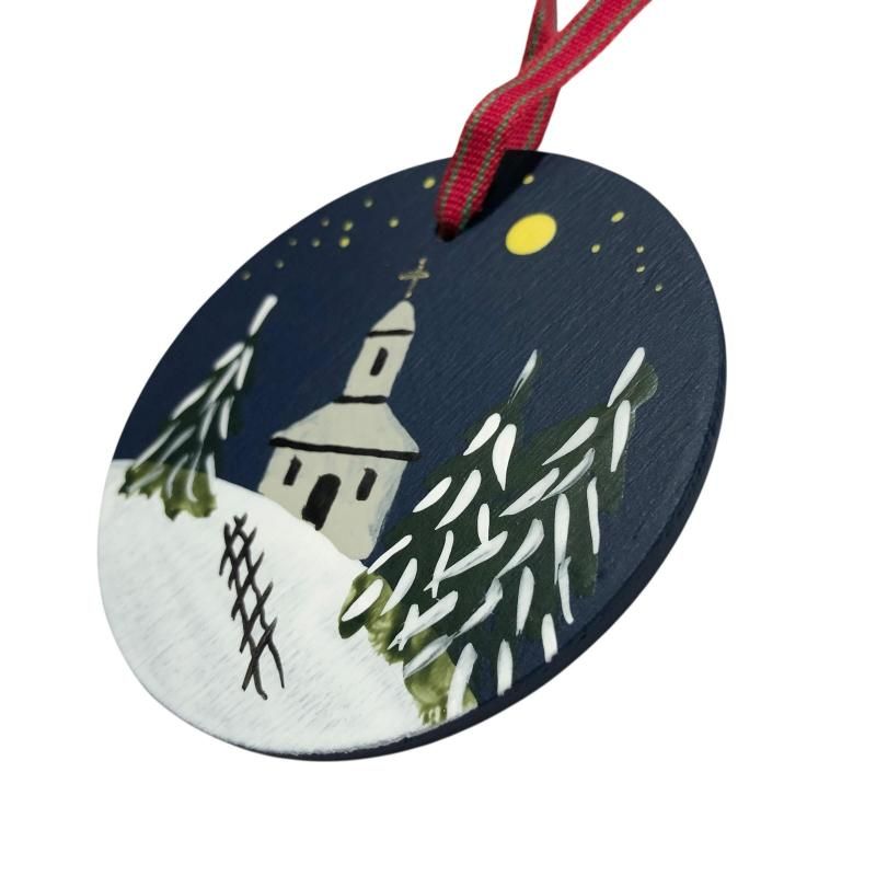 木製ラウンドオーナメント/教会 - hina®～盛岡の雑貨店「ヒナ」の