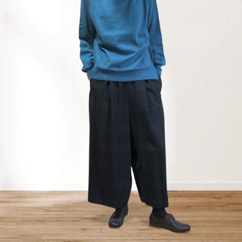 【新品】アトリエナルセ2024AWウールフラノガウチョパンツブラックウォッチ atelier naruse】ウールフラノガウチョパンツ/ブラックウォッチ - hina