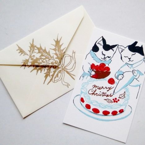 ディマンシュ クリスマスミニグリーティングカード 猫の手製ケーキhg Hina 盛岡の雑貨店ヒナのオンラインショップ