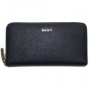 DKNY Leather Round Zip Wallet / Black