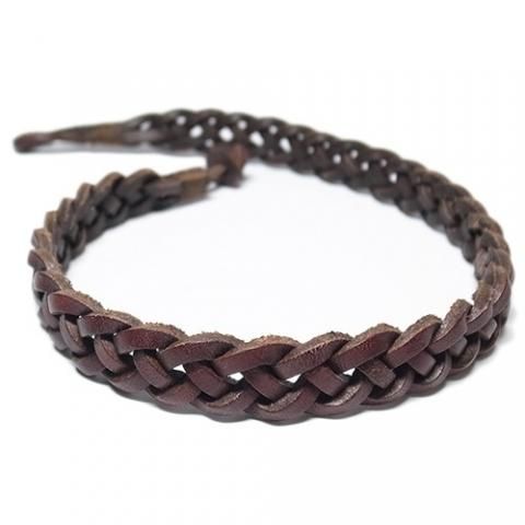 Polo Ralph Lauren Braided Leather Bracelet / Brown - 名古屋