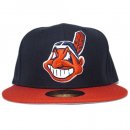 New Era 59Fifty Fitted Cap Cleveland Indians Old Authentic / Navy x Red