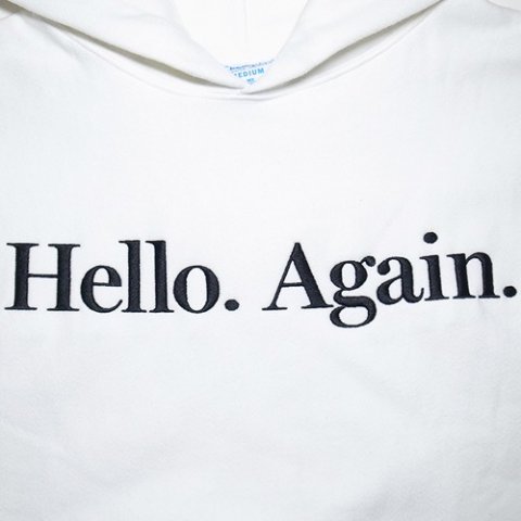 美品 MOMA チャンピオン スウェットパーカー Hello Again ロゴ