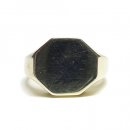 14K Coating Silver 925 Octagon Signet Ring No.65 / Gold
