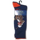 Polo Ralph Lauren Polo Bear & Border 2 Pair Socks / Navy & Navy x Red