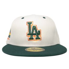 New Era 59Fifty Fitted Cap “Los Angeles Dodgers City Patch” / Natural x Dark Green