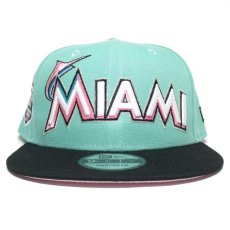 New Era 9Fifty Snapback Cap Miami Marlins 2012 Inaugural Season / Teal x Black (Pink UV)