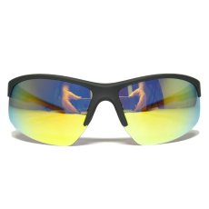 Sports Type Sunglasses “C-125” / Black x Orange x Yellow Mirror