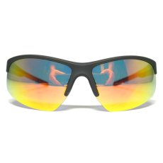 Sports Type Sunglasses “C-125” / Black x Red x Orange Mirror