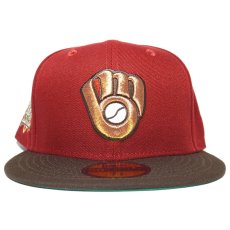 New Era 59Fifty Fitted Cap Milwaukee Brewers 25th Anniversary / Wine Red x Brown