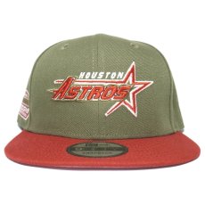 New Era 9Fifty Snapback Cap Houston Astros Astrodome The Original / Olive x Wine Red (Pink UV)