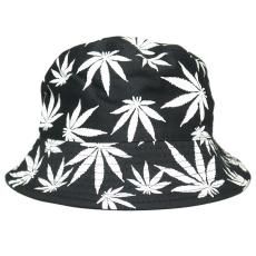 Mirae Cotton Bucket Hat Marijuana / Black x White