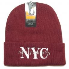 Newhattan Acrylic Beanie Cap NYC / Burgundy