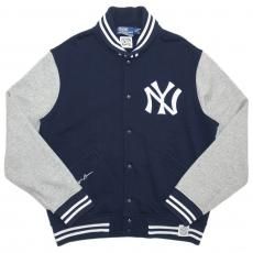 Polo Ralph Lauren x New York Yankees Fleece Baseball Jacket / Navy x Grey