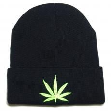 Muka Headwear Marijuana Beanie Cap / Black