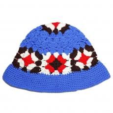 Crochet Bucket Hat Flower / Blue