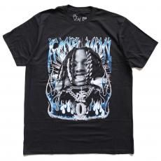 King Von Official Merch Blue Flame T-shirts / Black