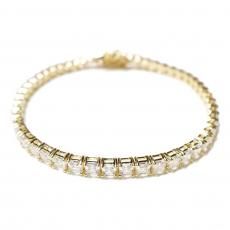 14K Coating Silver 925 Square Cut Tennis Chain Bracelet No.89 / Gold