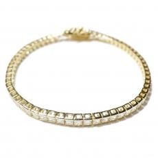 14K Coating Silver 925 Square Cut Tennis Chain Bracelet No.90 / Gold