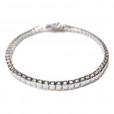 Silver 925 Square Cut Tennis Chain Bracelet No.91 / Silver