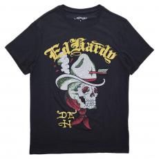 Ed Hardy Cowboy Skull Throwback Rhinestone T-shirts / Black