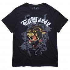 Ed Hardy Panther Head Throwback Rhinestone T-shirts / Black