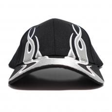 Flame Pattern Velcro 6Panel Cap / Black x Silver