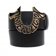 True Religion Spell Horseshoe Buckle Belt / Black x Gold
