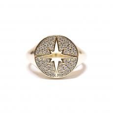 14K Coating Silver 925 Signet Ring No.91 / Gold