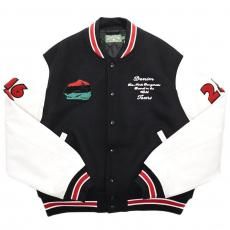 Denim Tears Peace Wreath Varsity Jacket / Black x White