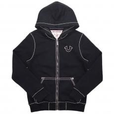 True Religion Horseshoe Applique Super T Zip Up Hoodie / Black