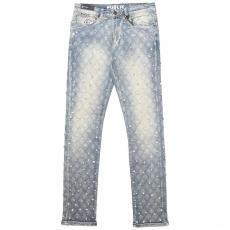 Publik Rhinestone Stretch Denim Pants / Light Wash Blue