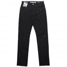 Publik Rhinestone Stretch Denim Pants / Black