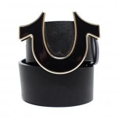 True Religion Horseshoe Buckle Belt / Black x Gold