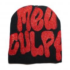 Rhinestone Skullcap Beanie Mea Culpa / Black x Red