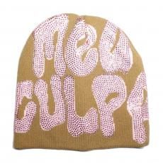 Rhinestone Skullcap Beanie Mea Culpa / Beige x Pink