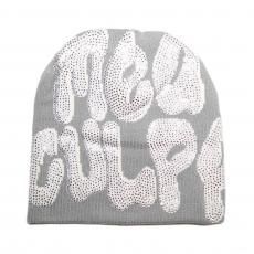 Rhinestone Skullcap Beanie Mea Culpa / Light Grey