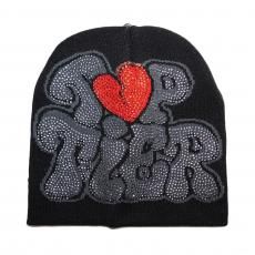 Rhinestone Skullcap Beanie Top Tier / Black x Grey x Red
