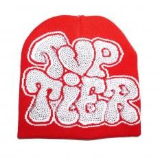 Rhinestone Skullcap Beanie Top Tier / Red x White