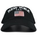 Newhattan 6 Panel Baseball Cap Flag / Black