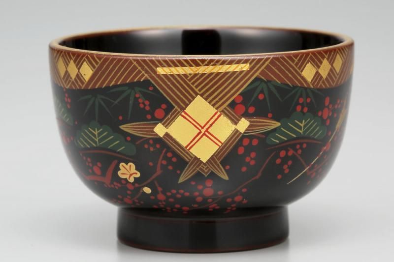 ぐい呑み 溜 会津絵松竹梅 - 福西惣兵衛商店