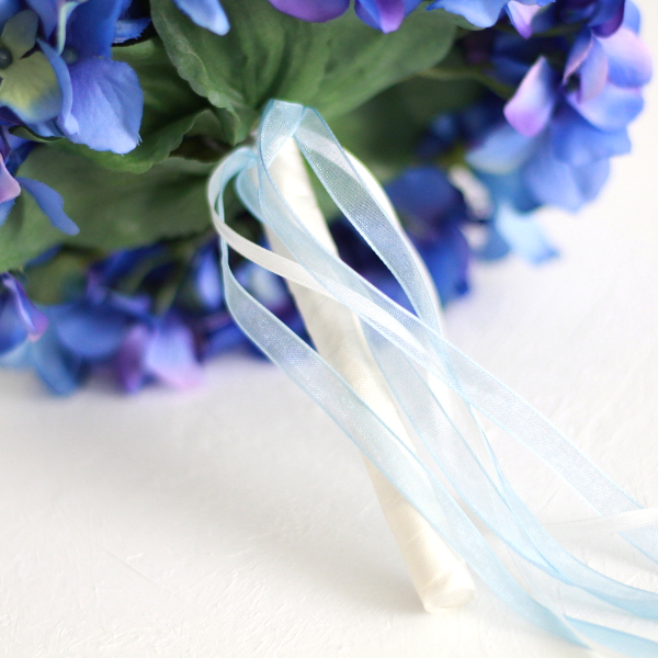 アーティフィシャルフラワー(造花)のデルフィニウムのラウンドブーケと花冠のセット(青)_airaka