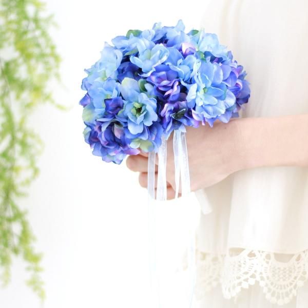 デルフィニウムのラウンドブーケと花冠のセット 青 Airaka 花飾りのアトリエ