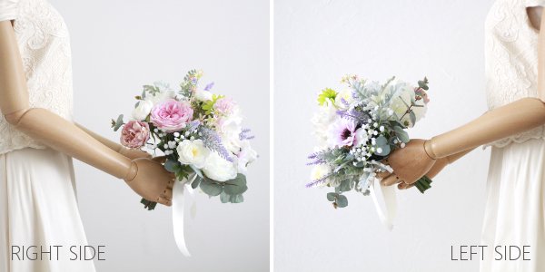 ラベンダー色のアネモネとダリアのクラッチブーケ - airaka｜花飾りの 