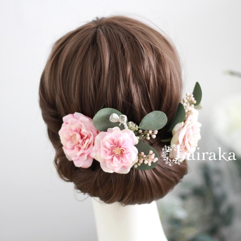 髪飾り アンティークベリーとバラ ピンク Airaka 花飾りのアトリエ 髪飾り アンティークベリーとバラ ピンク Airaka 花飾りのアトリエ