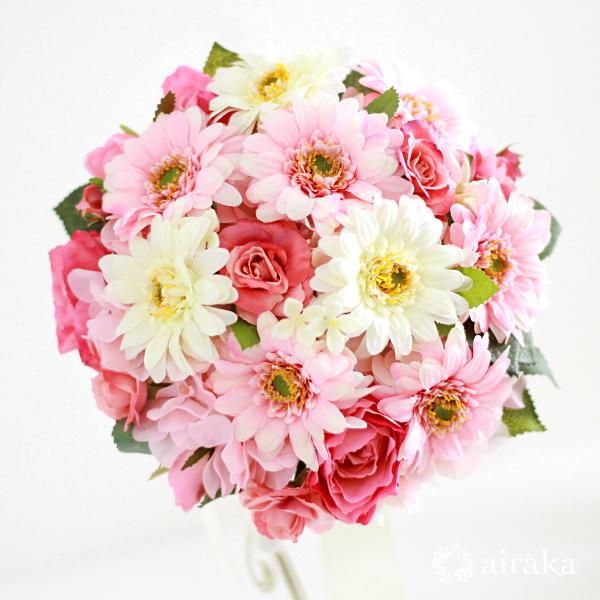 ガーベラのラウンドブーケ(ピンク) - airaka｜花飾りのアトリエ